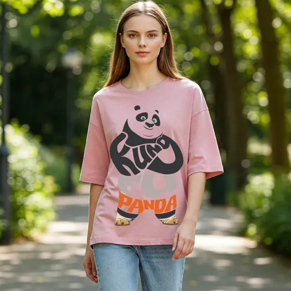 Pink_Cotton_Premium_Kung_Fu_Panda_Text_Graphic_Oversized_T-Shirt_For_Women