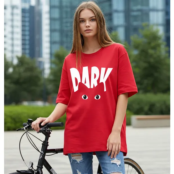 Red_Cotton_Premium_Dark_Cat_Eyes_Graphic_Long_T-Shirt_For_Women