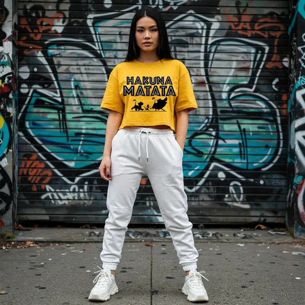 Yellow_Cotton_Premium_Hakuna_Matata_With_Sweatpants_With_Outfit_Crop_Top_For_Women