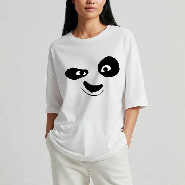 White_Cotton_Premium_Panda_Face_Graphic_Oversized_T-Shirt_For_Women