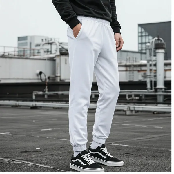 White_Cotton_Premium_Sweat_Comfortable_Loungewear_Pants_For_Men