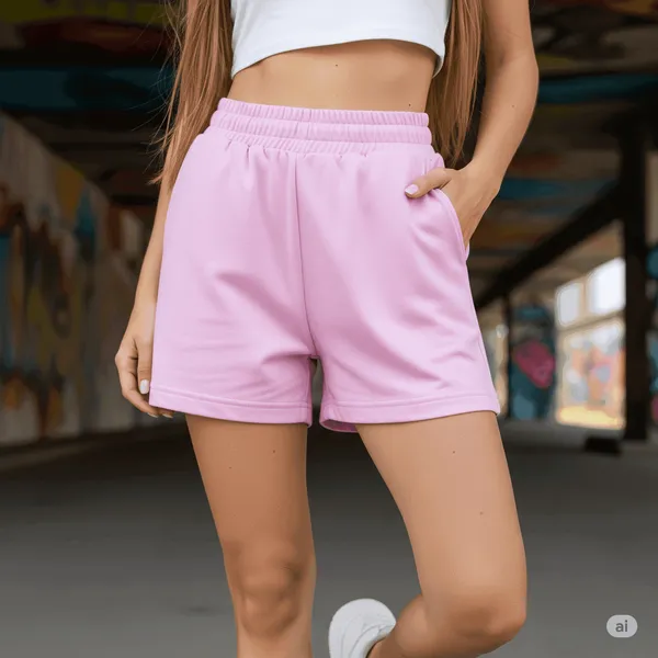 Pink_Cotton_Premium_Casual_Loose_Fit_Athleisure_Shorts_For_Women