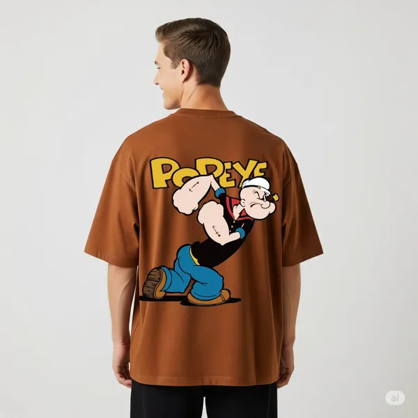 Brown_Cotton_Premium_Popeye_The_Sailor_Man_Oversized_Cartoon_Tee_T-Shirt_For_Men