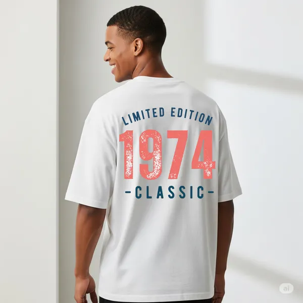 White_Cotton_Premium_Limited_Edition_1974_Classic_Birthday_And_Anniversary_Tee_Oversized_T-Shirt_For_Men