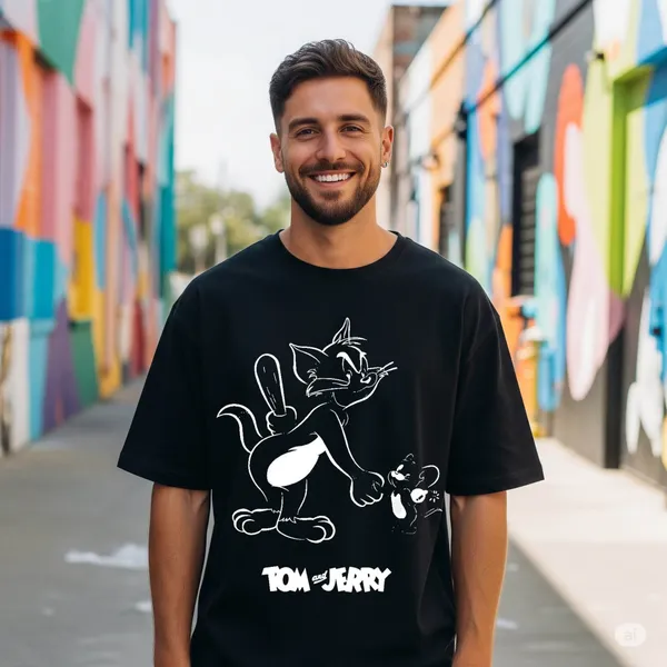 Black_Cotton_Premium_Tom_And_Jerry_Classic_Chase_Cartoon_Tee_Oversized_T-Shirt_For_Men