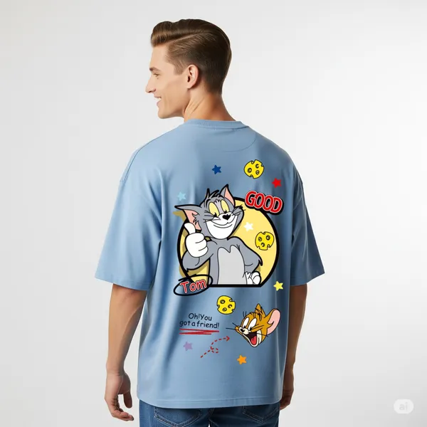 Light_Blue_Cotton_Premium_Tom_&_Jerry_Good_Graphic_Cartoon_Tee_Oversized_T-Shirt_For_Men