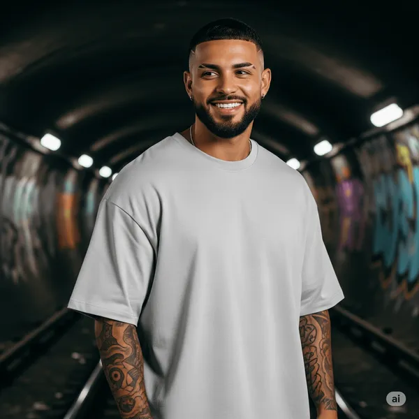 White_Cotton_Premium_Plain_Oversized_Fit_Crew-Neck_T-Shirt_For_Men