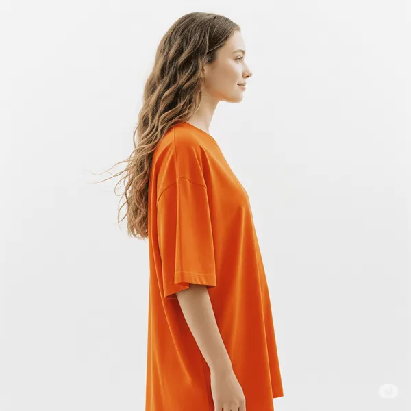 Orange_Cotton_Premium_Oversized_Fit_Crew-Neck_Essential_Comfort_Tee_T-Shirt_For_Women