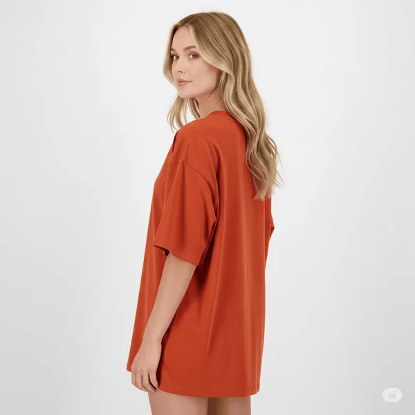 Orange_Cotton_Premium_Oversized_Fit_Crew-Neck_Essential_Comfort_Tee_T-Shirt_For_Women