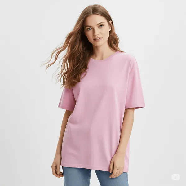 Pink_Cotton_Premium_Oversized_Fit_Crew-Neck_Essential_Comfort_Tee_T-Shirt_For_Women