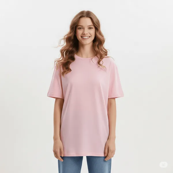 Pink_Cotton_Premium_Oversized_Fit_Crew-Neck_Essential_Comfort_Tee_T-Shirt_For_Women