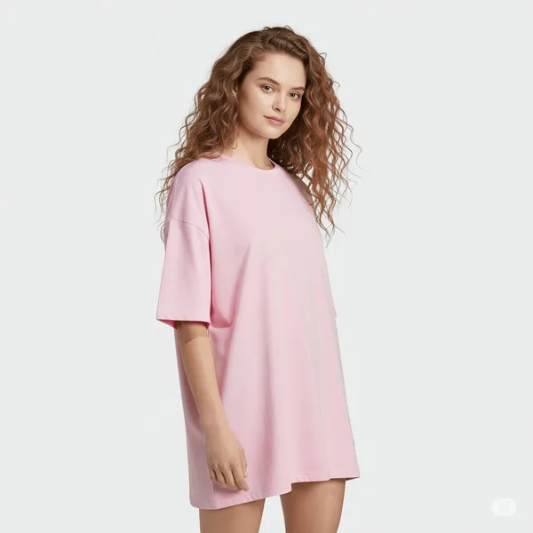 Pink_Cotton_Premium_Oversized_Fit_Crew-Neck_Essential_Comfort_Tee_T-Shirt_For_Women