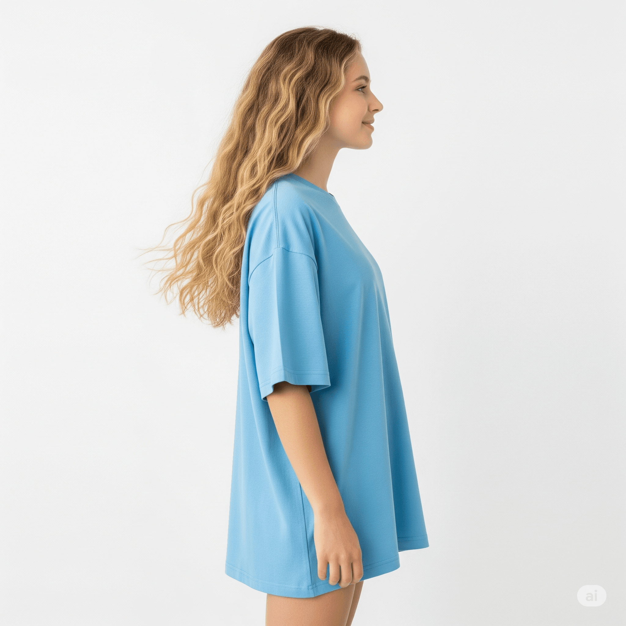 Sky_Blue_Cotton_Premium_Oversized_Fit_Crew-Neck_Essential_Comfort_Tee_T-Shirt_For_Women