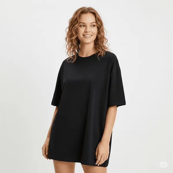 Black_Cotton_Premium_Oversized_Fit_Crew-Neck_Essential_Comfort_Tee_T-Shirt_For_Women