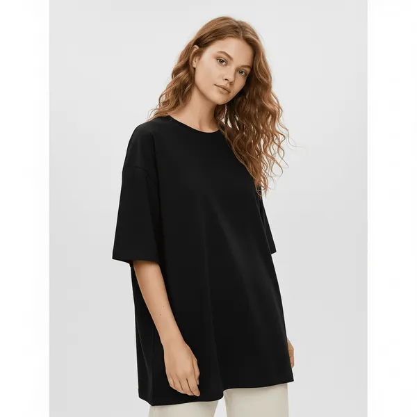 Black_Cotton_Premium_Oversized_Fit_Crew-Neck_Essential_Comfort_Tee_T-Shirt_For_Women