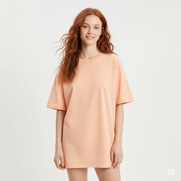 Peach_Cotton_Premium_Peach_Oversized_Fit_Crew-Neck_Essential_Comfort_Tee_T-Shirt_For_Women