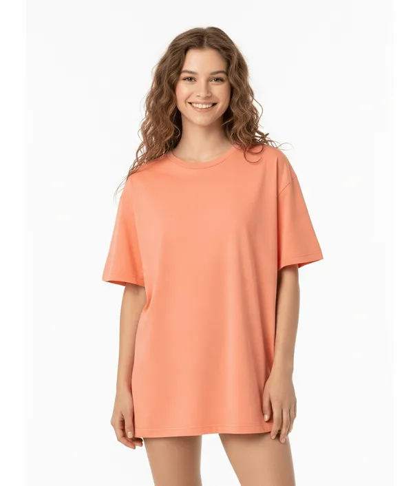 Peach_Cotton_Premium_Peach_Oversized_Fit_Crew-Neck_Essential_Comfort_Tee_T-Shirt_For_Women