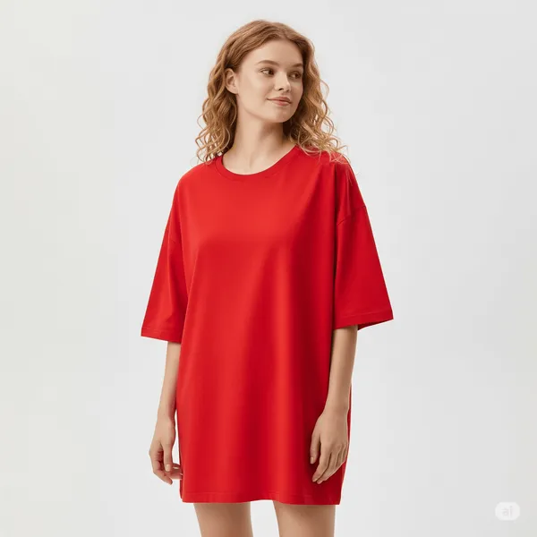 Red_Cotton_Premium_Fit_Crew-Neck_Essential_Comfort_Tee_Oversized_T-Shirt_For_Women