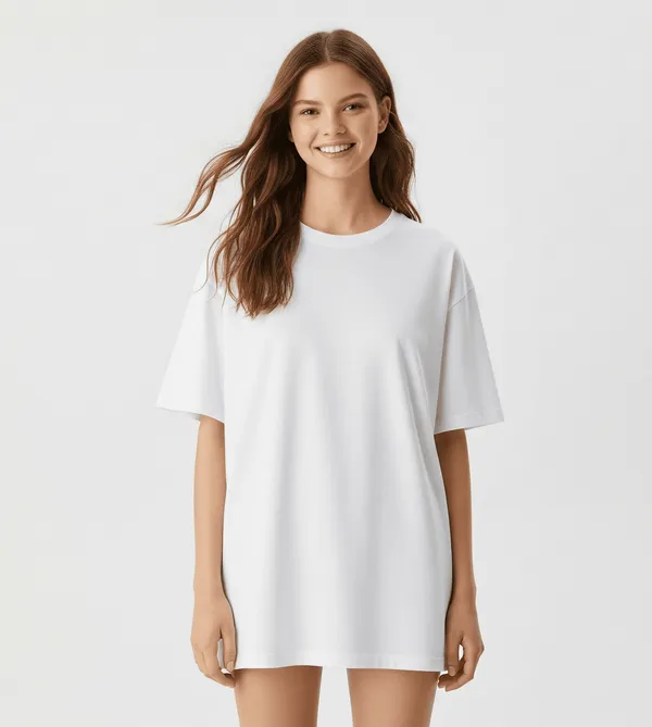 White_Cotton_Premium_Oversized_Fit_Crew-Neck_Essential_Comfort_Tee_T-Shirt_For_Women