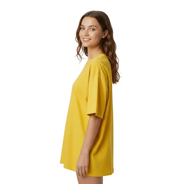Yellow_Cotton_Premium_Oversized_Fit_Crew-Neck_Plain_T-Shirt_For_Women