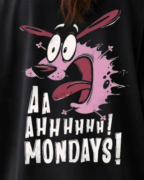Black_Cotton_Premium_Oversized_Ahhh_Monday_Courage_The_Cowardly_Dog_Graphic_T-Shirt_For_Women