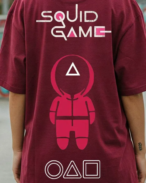 Maroon_Cotton_Premium_Squid_Game_Graphic_Print_Oversized_T-Shirt_For_Women