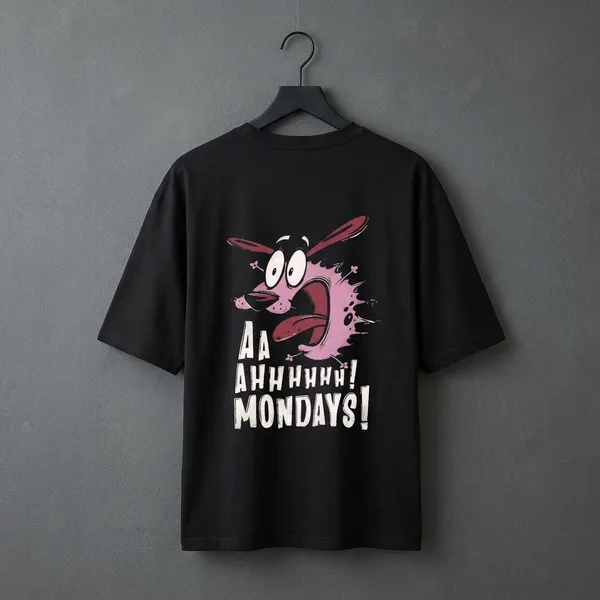 Black_Cotton_Premium_Courage_The_Cowardly_Dog_Mondays_Cartoon_Tee_T-Shirt_For_Women