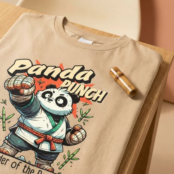 Beige_Cotton_Premium_Panda_Punch_Graphic_Tee_T-Shirt_For_Women
