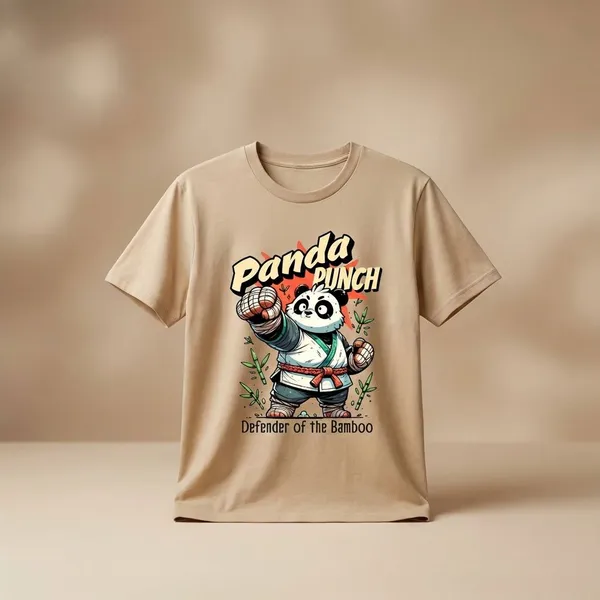 Beige_Cotton_Premium_Panda_Punch_Graphic_Tee_T-Shirt_For_Women