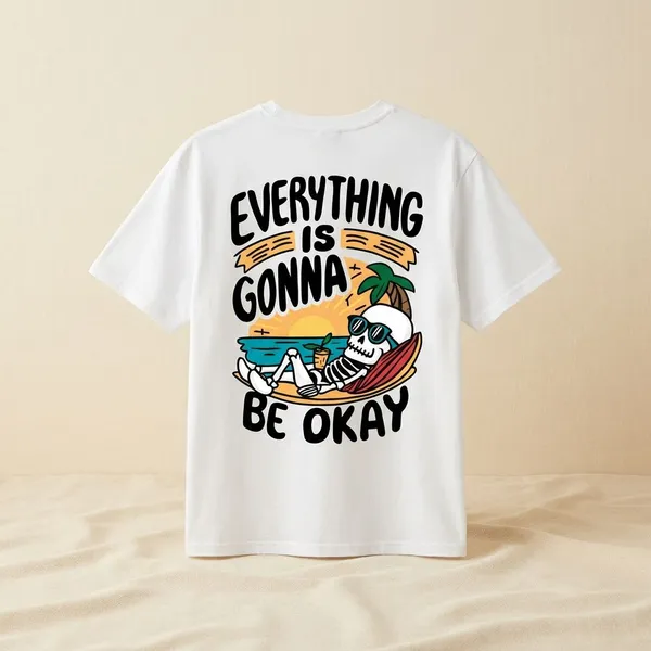 White_Cotton_Premium_Everything_Gonna_Be_Okay_Skeleton_Graphic_Tee_T-Shirt_For_Women