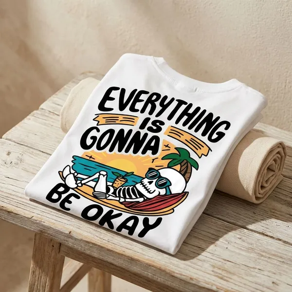 White_Cotton_Premium_Everything_Gonna_Be_Okay_Skeleton_Graphic_Tee_T-Shirt_For_Women
