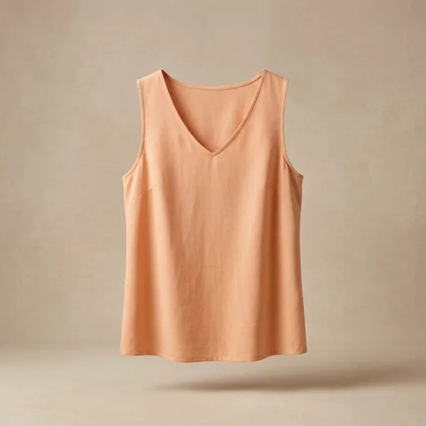 Peach_Cotton_Premium_Peach_Sleeveless_V-Neck_Top_For_Women