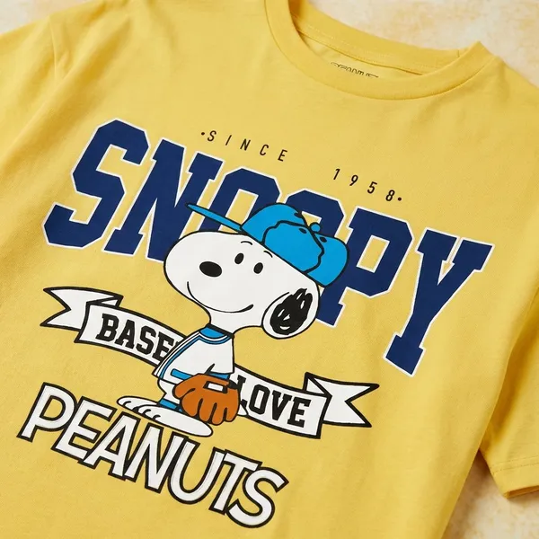 Yellow_Cotton_Premium_Snoopy_Baseball_Graphic_Oversized_T-Shirt_For_Women