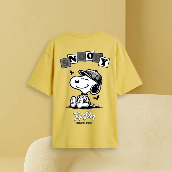 Yellow_Cotton_Premium_Top_Dog_Snoopy_Graphic_Oversized_T-Shirt_For_Women