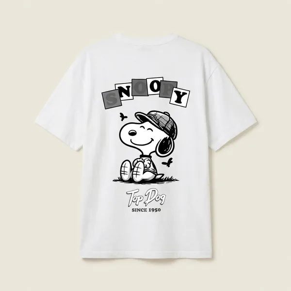 White_Cotton_Premium_Top_Dog_Snoopy_Graphic_Oversized_T-Shirt_For_Women
