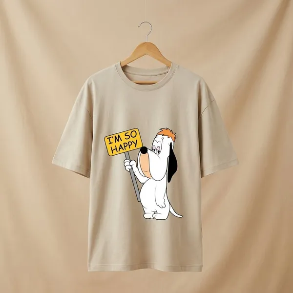 Beige_Cotton_Premium_Droopy_Dog_I'M_So_Happy_Graphic_Oversized_T-Shirt_For_Women