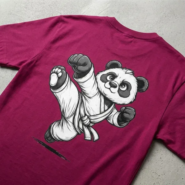 Maroon_Cotton_Premium_Karate_Panda_Graphic_Oversized_T-Shirt_For_Women