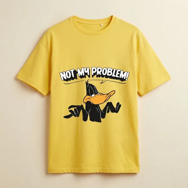 Yellow_Cotton_Premium_Daffy_Duck_Not_My_Problem_Graphic_Oversized_T-Shirt_For_Women