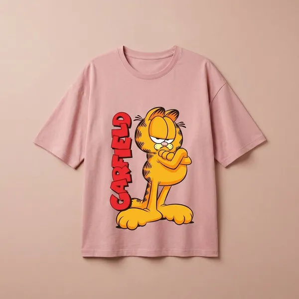 Pink_Cotton_Premium_Garfield_Standing_Graphic_Oversized_T-Shirt_For_Women