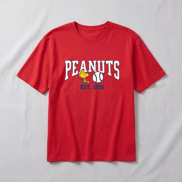 Red_Cotton_Premium_Peanuts_Baseball_Graphic_Oversized_T-Shirt_For_Women