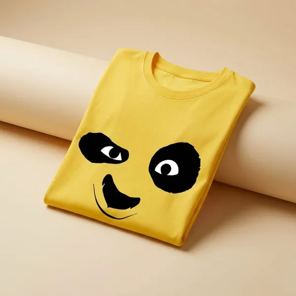 Yellow_Cotton_Premium_Panda_Face_Graphic_Oversized_T-Shirt_For_Women