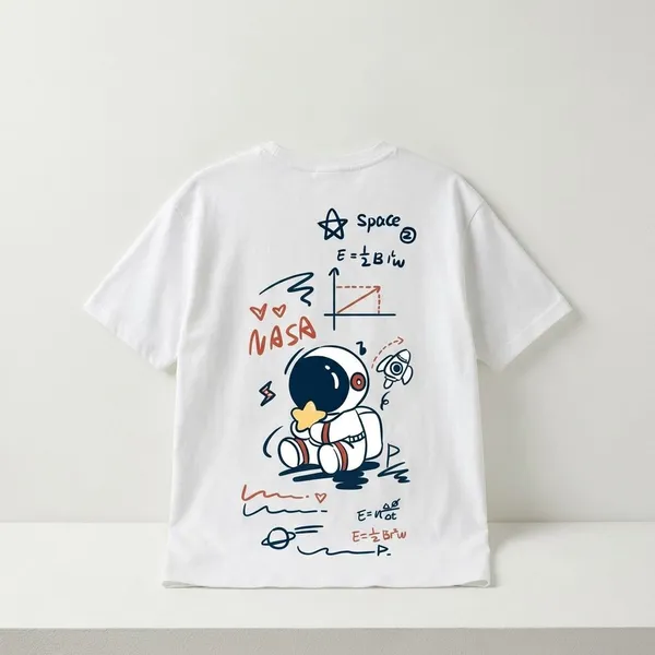 White_Cotton_Premium_Nasa_Doodle_Astronaut_Graphic_Oversized_T-Shirt_For_Women