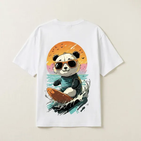 White_Cotton_Premium_Surfing_Panda_Graphic_Oversized_T-Shirt_For_Women