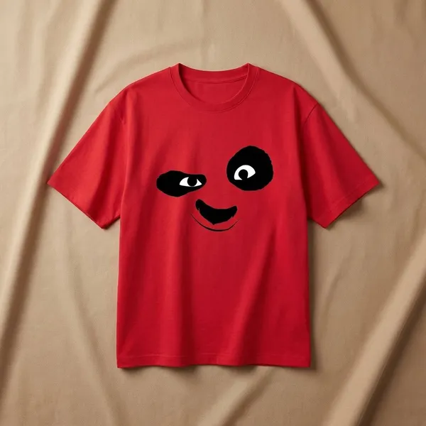 Red_Cotton_Premium_Panda_Face_Graphic_Long_T-Shirt_For_Women