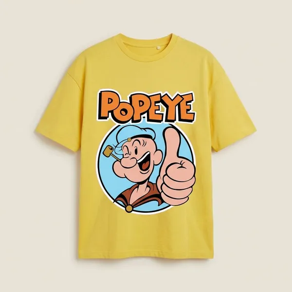Yellow_Cotton_Premium_Popeye_Thumbs_Up_Graphic_Oversized_T-Shirt_For_Women