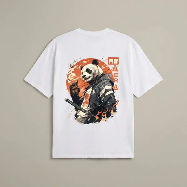 White_Cotton_Premium_Samurai_Panda_Graphic_Oversized_T-Shirt_For_Women