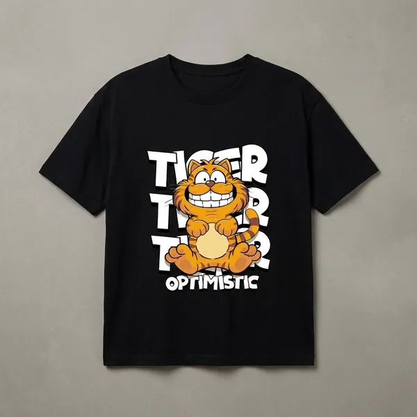 Black_Cotton_Premium_Garfield_Optimistic_Tiger_Graphic_Oversized_T-Shirt_For_Women