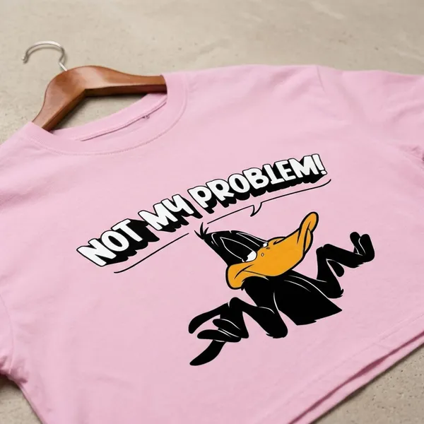 Pink_Cotton_Premium_Daffy_Duck_Not_My_Problem_Graphic_Crop_Top_For_Women