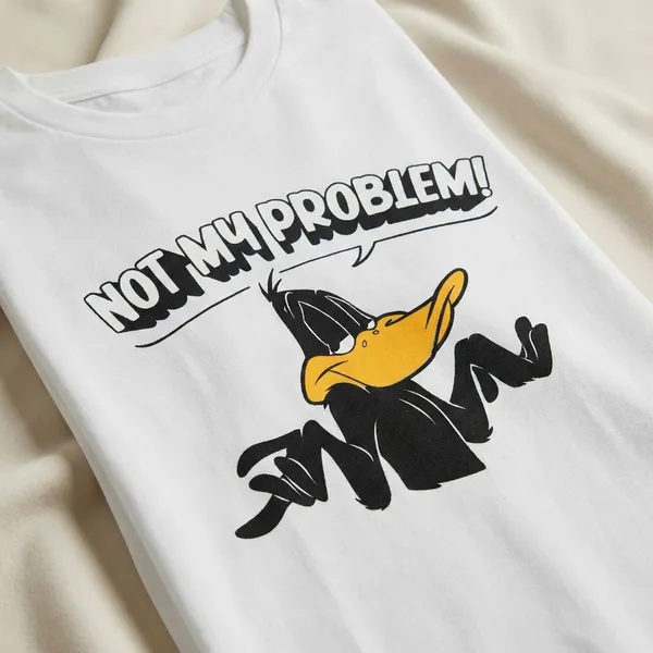 White_Cotton_Premium_Daffy_Duck_Not_My_Problem_Graphic_Oversized_T-Shirt_For_Women