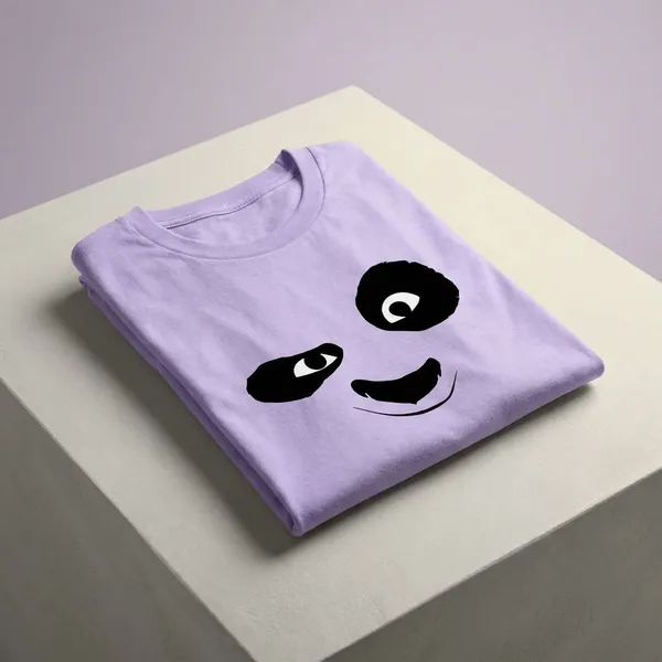 Lilac_Cotton_Premium_Lilac_Panda_Face_Graphic_T-Shirt_For_Women